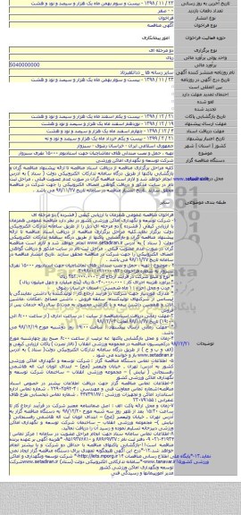 تهیه ، حمل و نصب صندلی های تماشاچیان جهت استادیوم ۱۵۰۰۰ نفری سبزوار