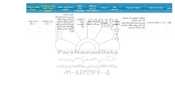 مناقصه خرید خدمات بررسی جداسازی پاکسازی...