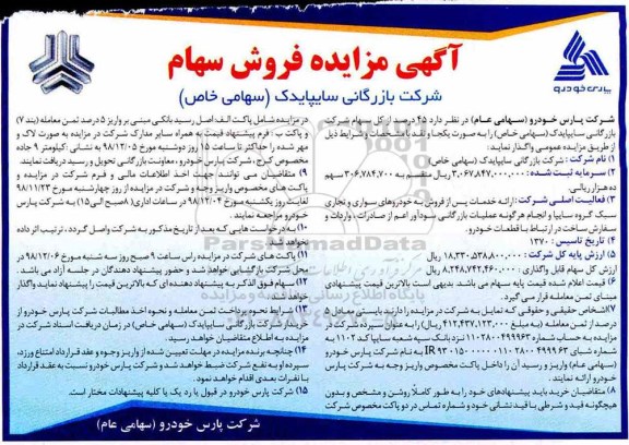 مزایده، مزایده فروش سهام