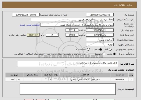 استعلام کابل کشی برای دادگستری قره ضیادالدین 