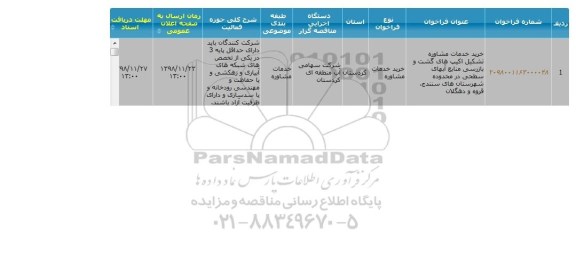 فراخوان خرید خدمات مشاوره تشکیل اکیپ های گشت
