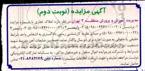 مزایده, مزایده اجاره املاک تجاری - نوبت دوم