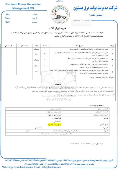 استعلام , استعلام بکس بادی فشار قوی