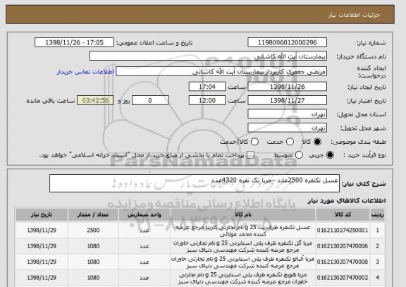 استعلام عسل تکنفره 2500عدد --مربا تک نفره 4320عدد 