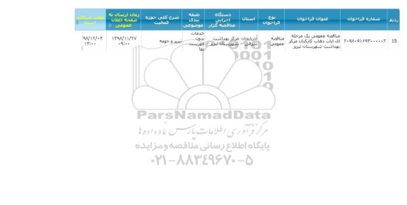 مناقصه ایاب و ذهاب کارکنان 