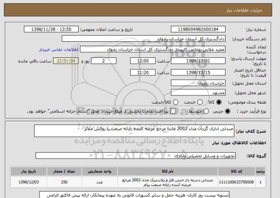 استعلام صندلی اداری گردان مدل 2002 ماندا مرجع عرضه کننده رایانه صنعت با روکش ملانژ