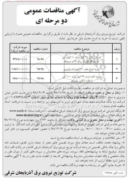مناقصه , مناقصه خرید برقگیر 24 کیلوولت 10 کیلو آمپر