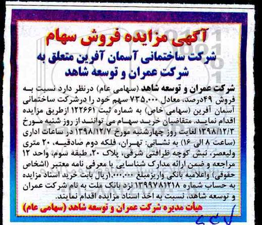 مزایده، مزایده فروش سهام