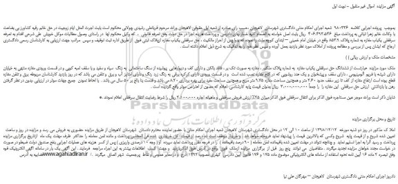 مزایده ششدانگ حق سرقفلی یکباب مغازه