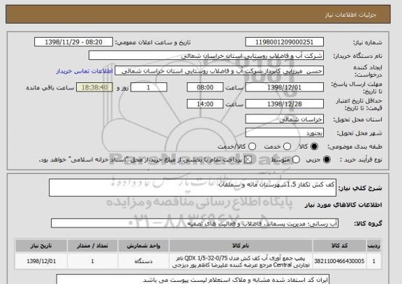 استعلام کف کش تکفاز 1.5شهرستان مانه و سملقان 