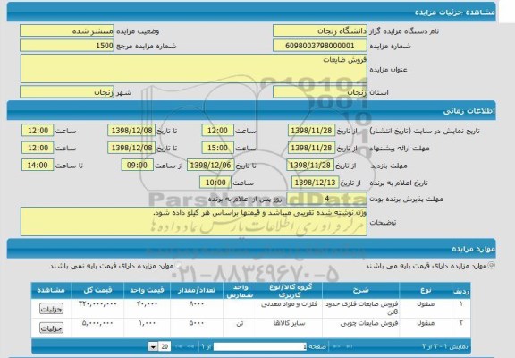 مزایده,مزایده فروش ضایعات 