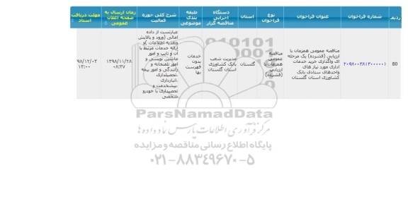 مناقصه واگذاری خرید خدمات اداری 