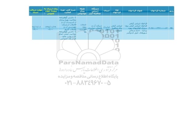 فراخوان ارزیابی کیفی، فراخوان ارزیابی کیفی برون سپاری فعالیت های بهره برداری ...