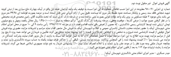 مزایده ملک به مساحت  64/98 متر مربع