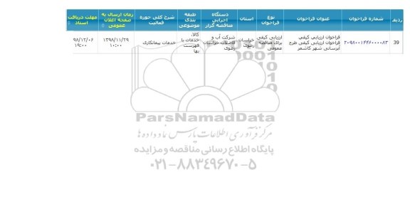 فراخوان ارزیابی کیفی، فراخوان طرح آبرسانی