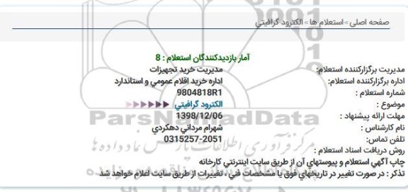 استعلام,استعلام  الکترود گرافیتی