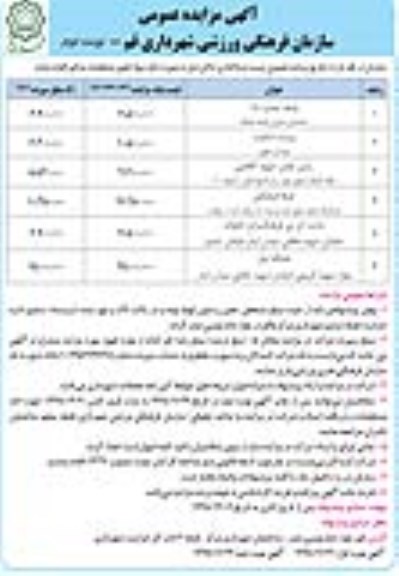 مزایده , مزایده واگذاری اماکن نوبت دوم
