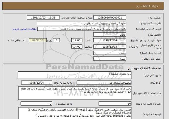 استعلام برنج هندی جشنواره