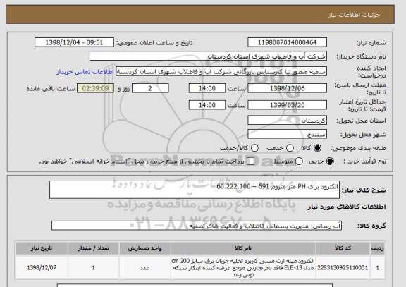 استعلام الکترود برای PH متر متروم 691 – 60.222.100