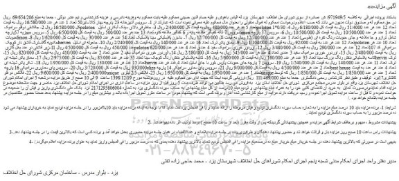 مزایده، مزایده فروش سرویس آشپزخانه 23 پارچه بهاز کالاسایز50 و...