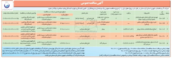 مناقصه, مناقصه تهیه و حمل کابل فشار متوسط و فشار ضعیف و کنترلی