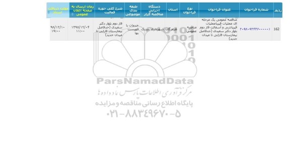 مناقصه ، مناقصه عملیات قیرپاشی و آسفالت فاز دوم بلوار 