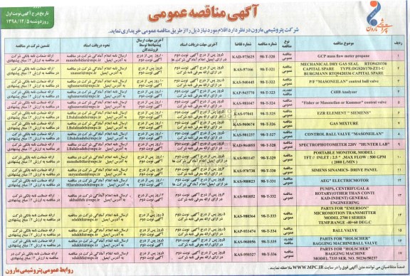 مناقصه ، مناقصه GCP mass flow meter ....