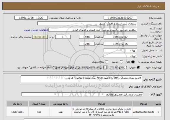 استعلام کاتریج لیزری مشکی 80A با قابلیت 7000 برگ پرینت ( پلاس)/ ایرانی 