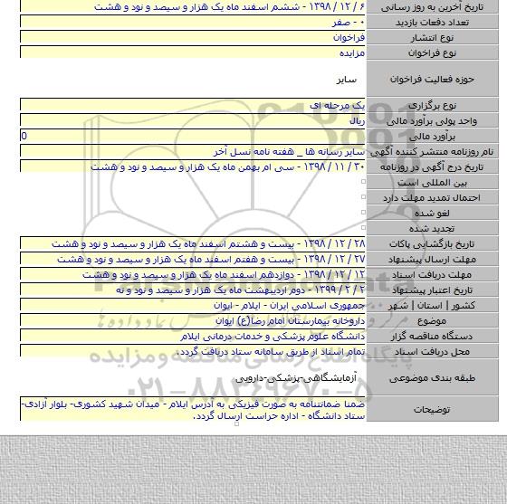 داروخانه بیمارستان امام رضا(ع) ایوان