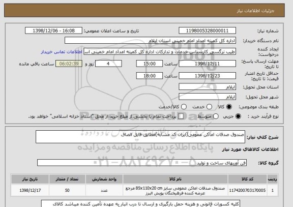 استعلام صندوق صدقات اماکن عمومی(ایران کد مشابه)مطابق فایل الصاق