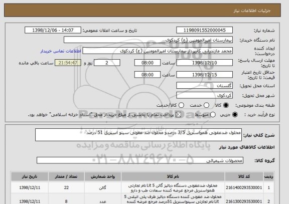 استعلام محلول ضدعفونی همواستریل 3/5 درصدو محلول ضد عفونی سیتو استریل 51 درصد
