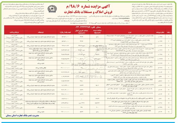 آگهی مزایده مزایده فروش املاک مازاد مسکونی و تجاری