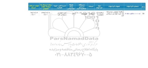 مناقصه خرید انواق تیر سیمانی گرد