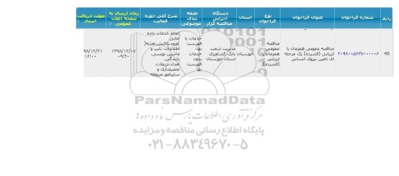 مناقصه تامین نیروی انسانی