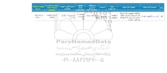 مناقصه بازسازی خسارت های ناشی از سیل 