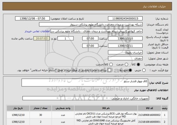 استعلام کاف وپوار فشار سنج 