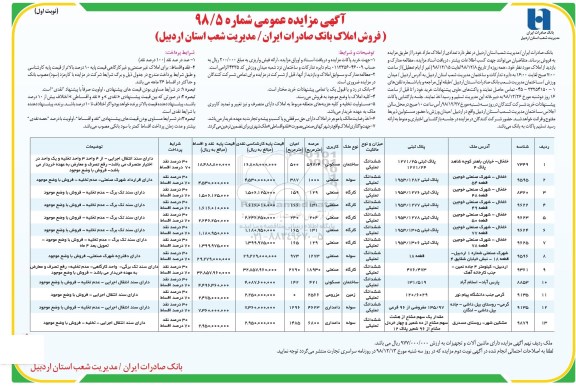 مزایده مزایده فروش املاک کاربری مسکونی و صنعتی نوبت اول 