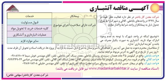 مناقصه , مناقصه آتشباری