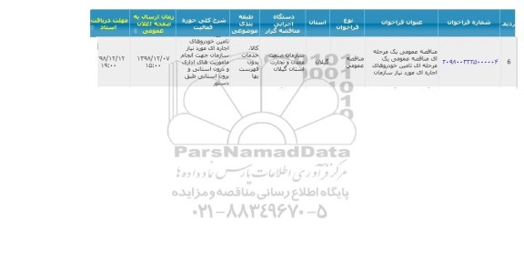 مناقصه ، مناقصه تامین خودروهای اجاره ای