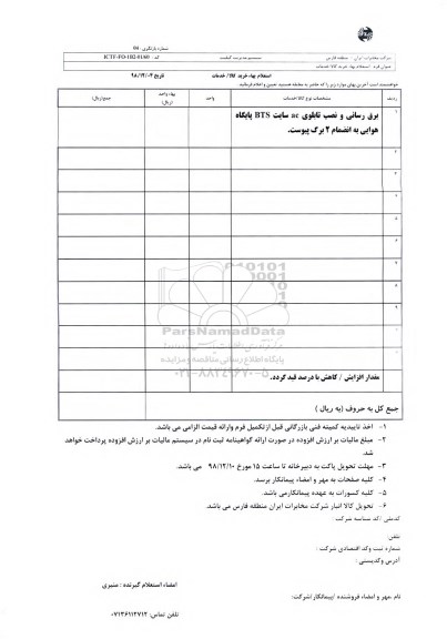 استعلام، استعلام برق رسانی و نصب تابلوی ac 