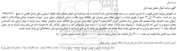 مزایده، مزایده فروش 500 جفت زیره کفش زنانه