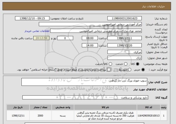 استعلام سوپ خوری بزرگ درب دار گیاهی