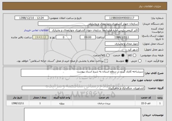 استعلام سرشاخه کاری گردو در سطح استان به شرح اسناد پیوست 