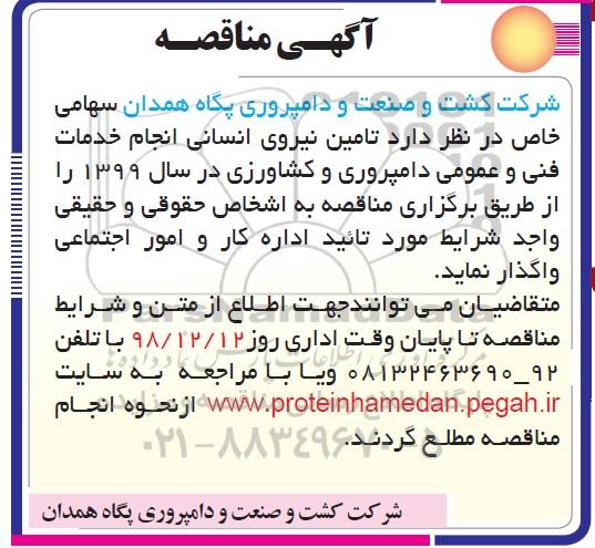 مناقصه ، مناقصه تامین نیروی انسانی