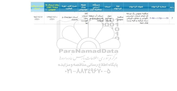 مناقصه ، مناقصه انجام خدمات حراستی، نگهبانی و حفاظت فیزیکی ستاد مرکزی 