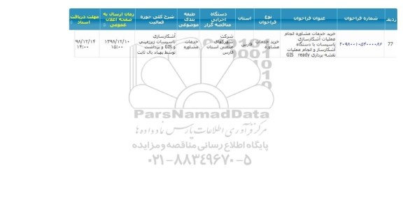 مناقصه   انجام عملیات آشکارسازی