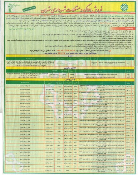 مزایده مزایده فروش املاک ومستغلات کاربری مسکونی و تجاری 