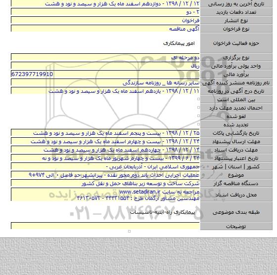 عملیات اجرایی احداث باند دوم محور نقده - پیرانشهر حد فاصل ۰ الی ۹۷۴+۹