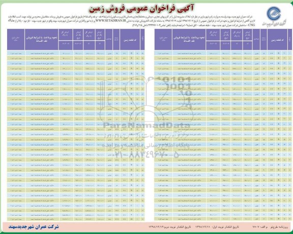 مزایده مزایده فروش زمین کاربریهای تجاری ، درمانی و مختلط