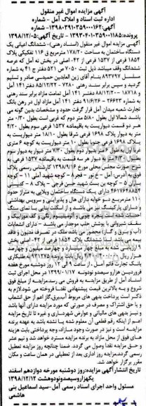 مزایده ،مزایده ششدانگ اعیانی یک دستگاه ساختمان 178.20 متر